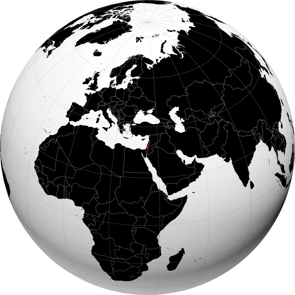 Palestine on the globe