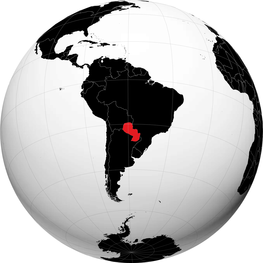 Paraguay on the globe