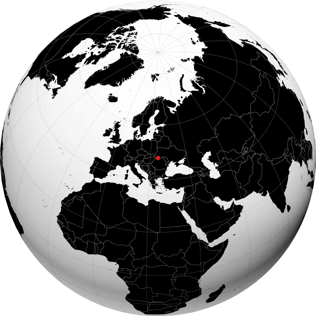 Rakhiv on the globe