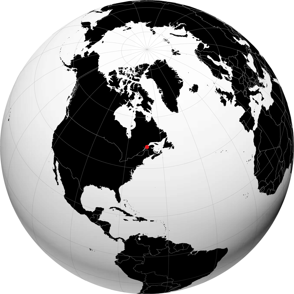 Rimouski on the globe