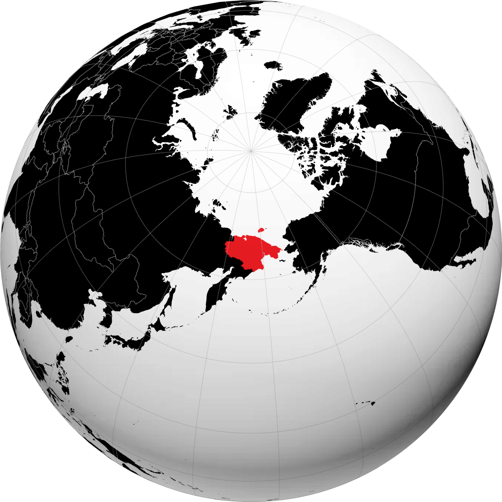 Chukotskiy Avtonomnyy Okrug on the globe