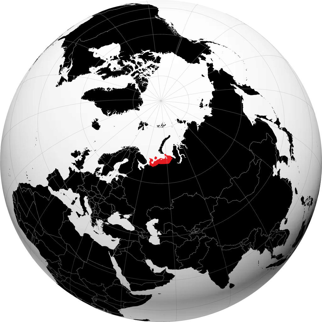 Nenetskiy Avtonomnyy Okrug on the globe