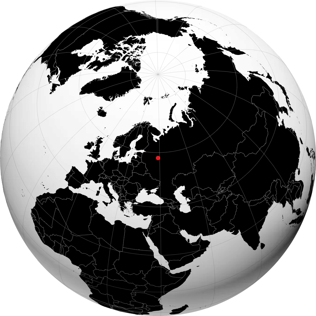 Rybinsk on the globe