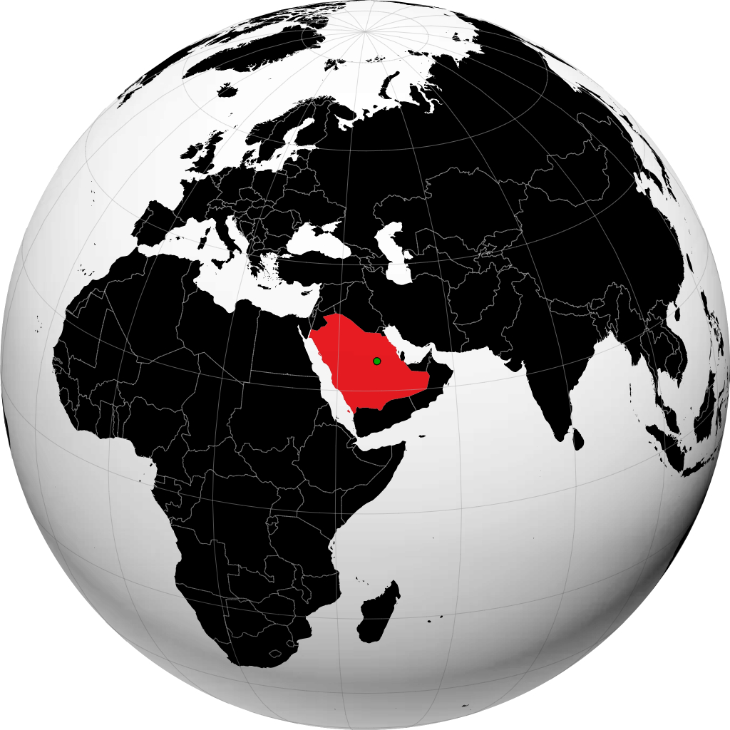 Saudi Arabia on the globe