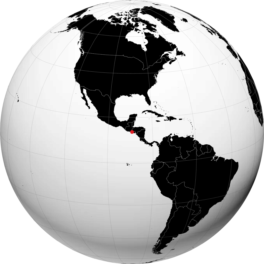 San Salvador on the globe