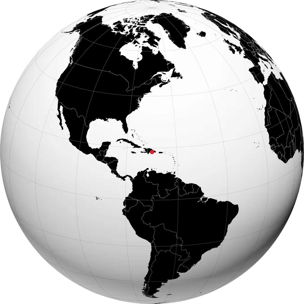 Santo Domingo on the globe