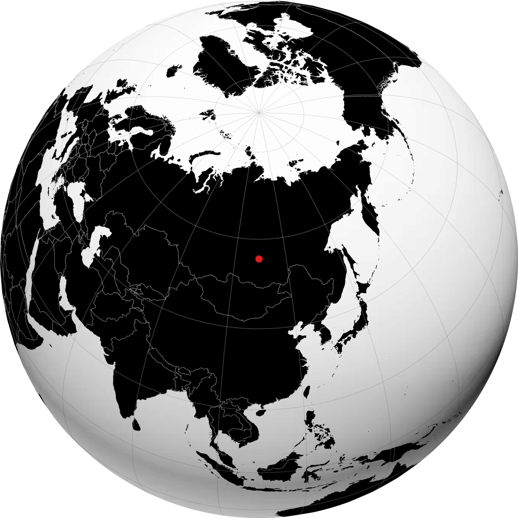 Severobaykal\'sk on the globe