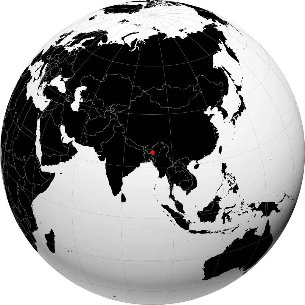 Shillong on the globe