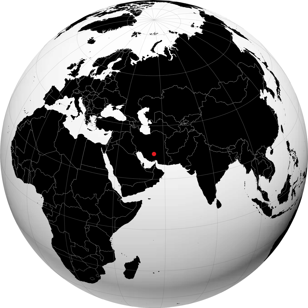 Sīrjān on the globe