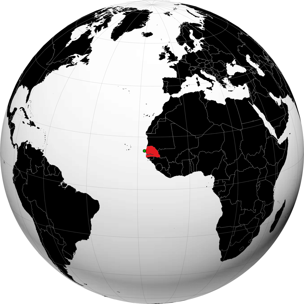 Senegal on the globe