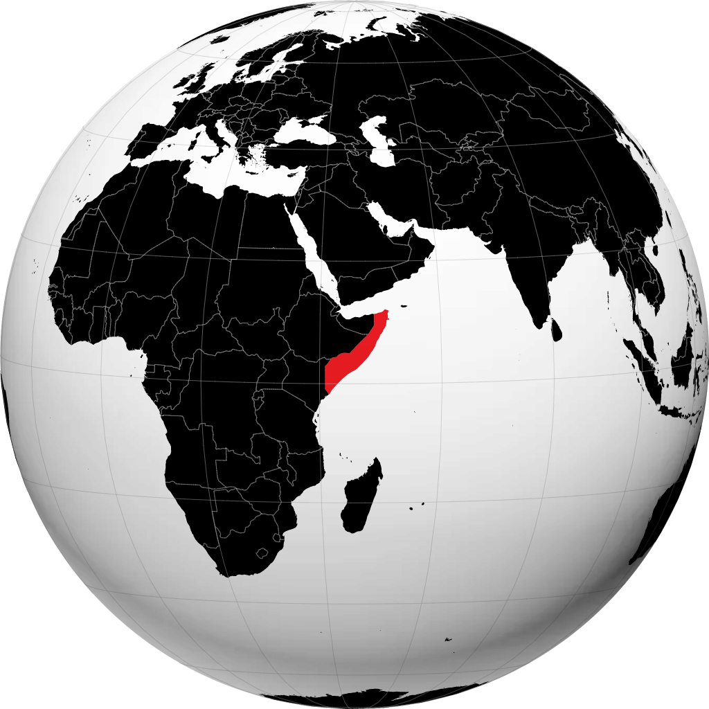 Somalia on the globe