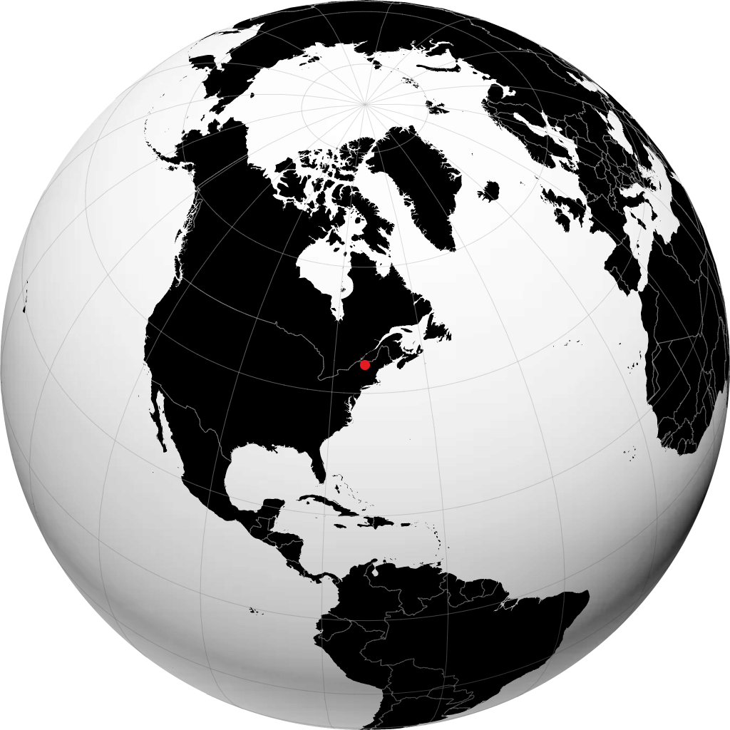 South Burlington on the globe