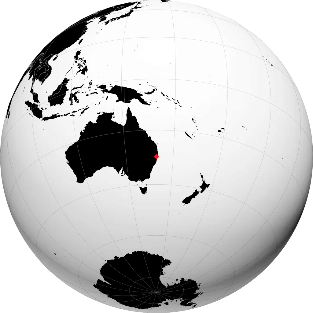 South Grafton on the globe