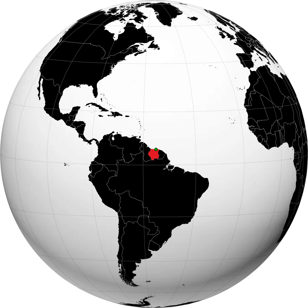 Suriname on the globe