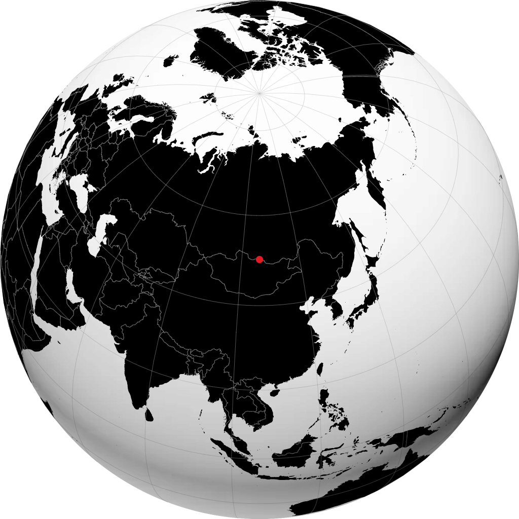 Sühbaatar on the globe