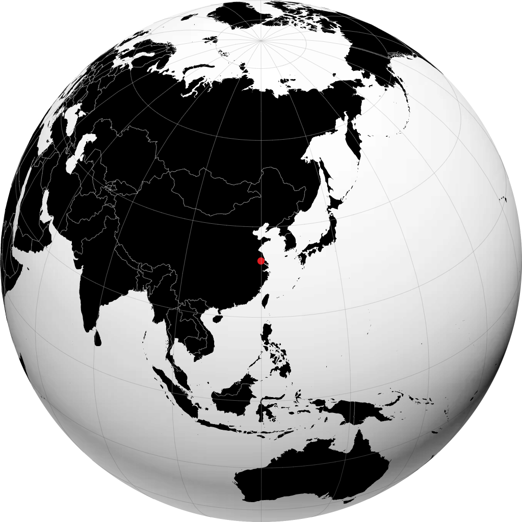 Taizhou on the globe