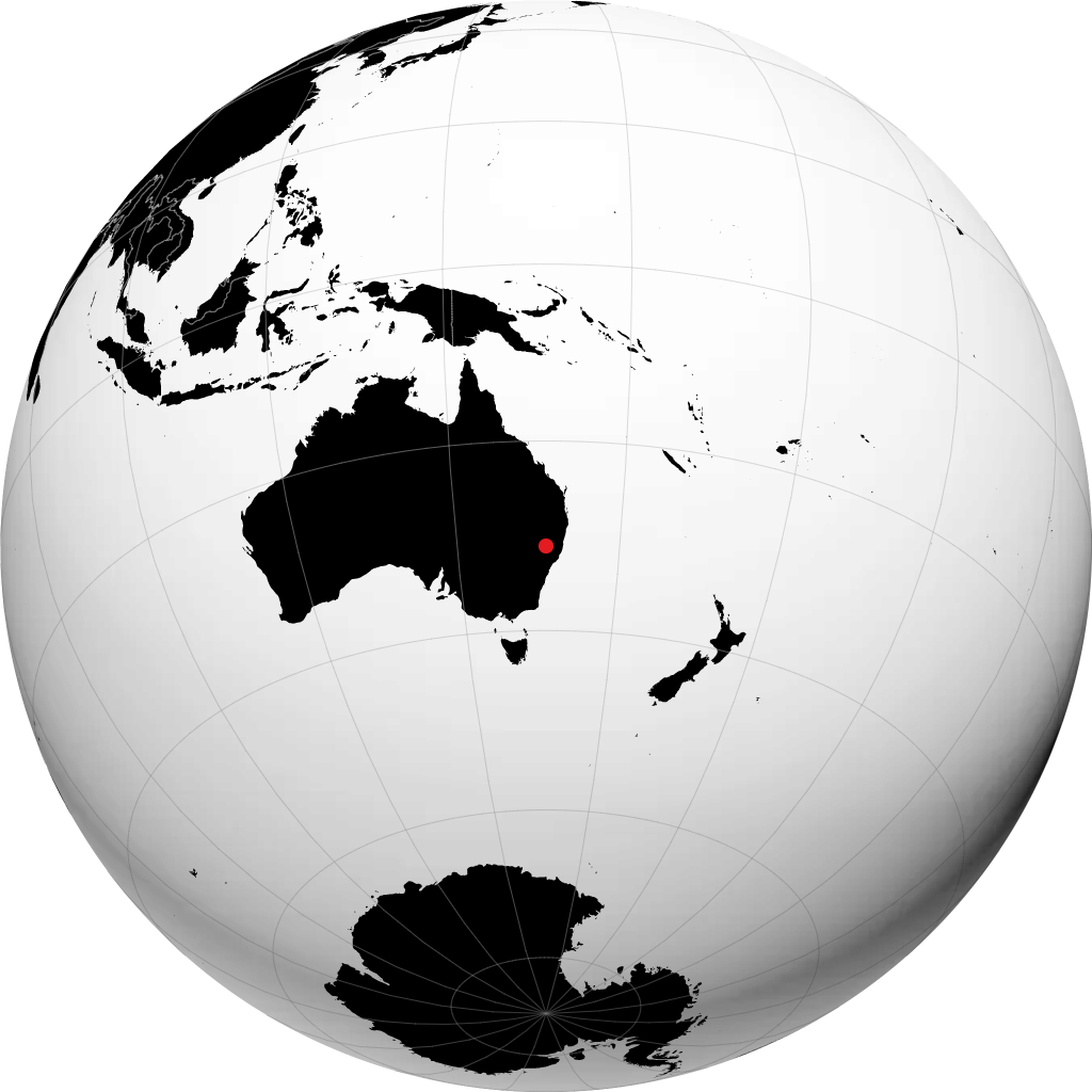 Tamworth on the globe