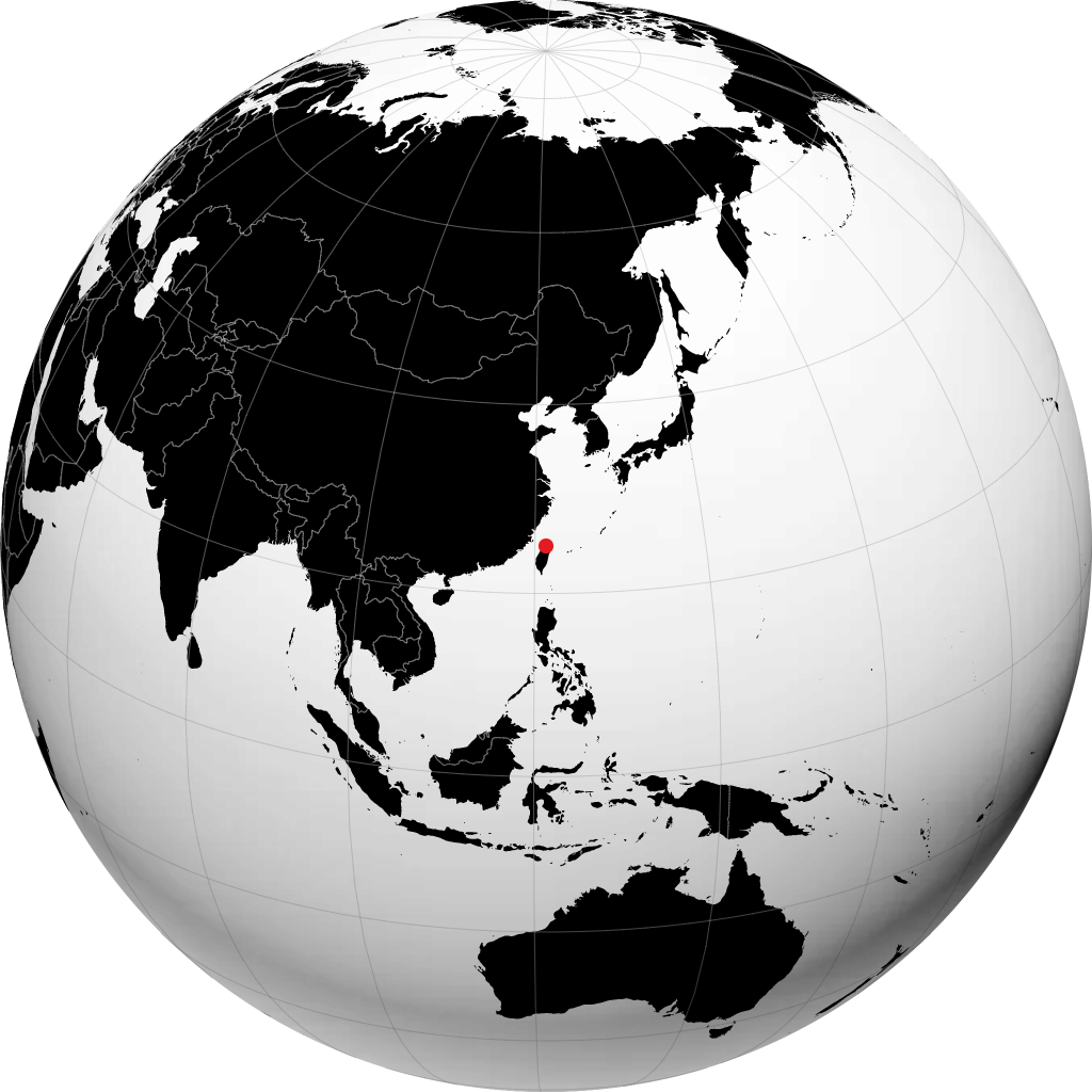 Taoyuan City on the globe