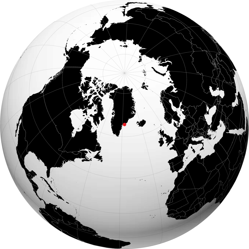 Tasiilaq on the globe