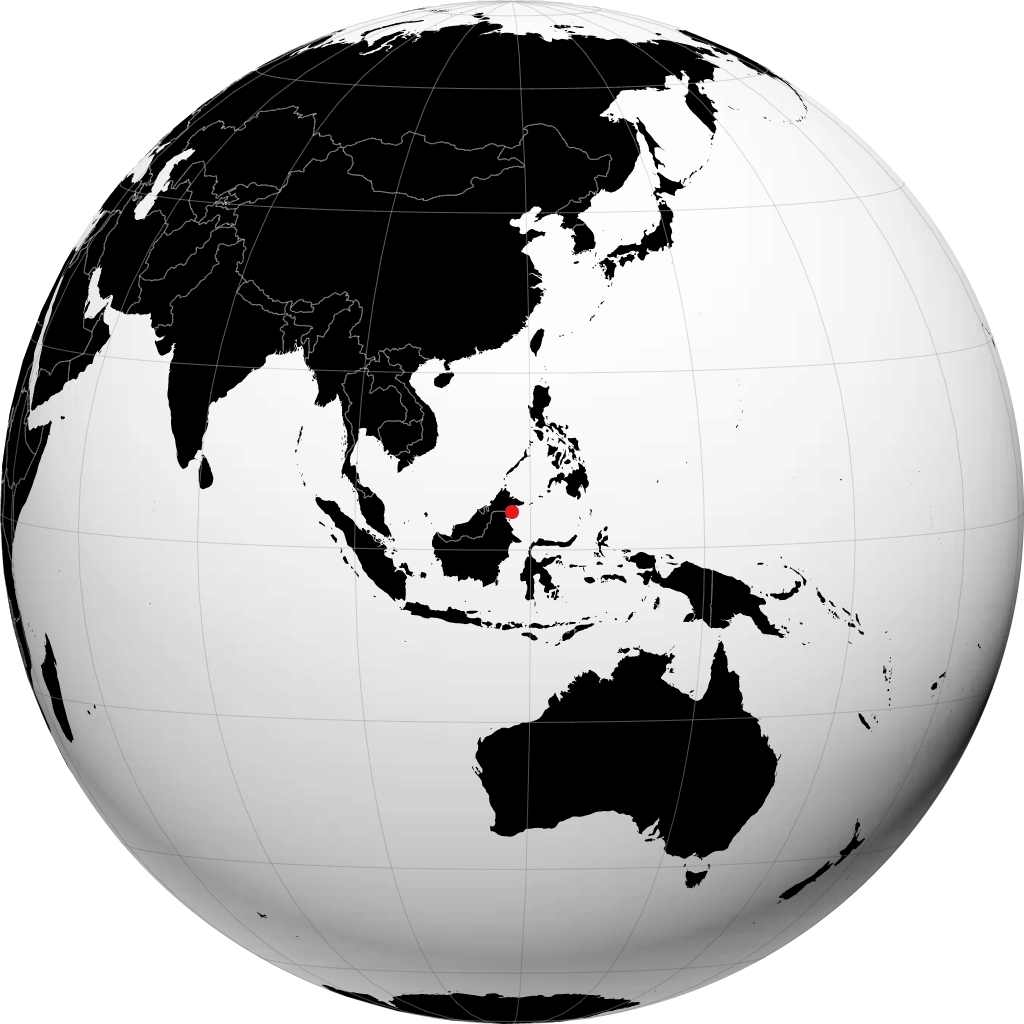 Tawau on the globe