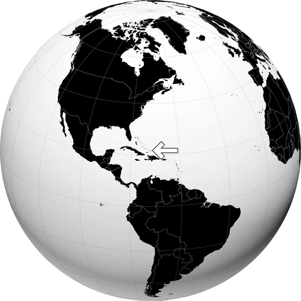 Turks and Caicos Islands on the globe