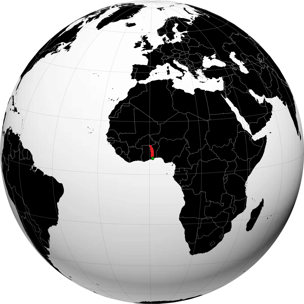 Togo on the globe