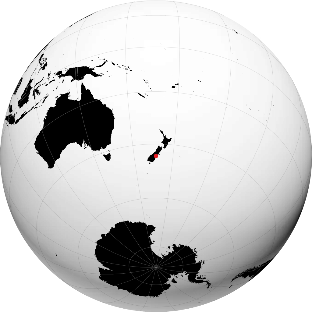 Timaru on the globe