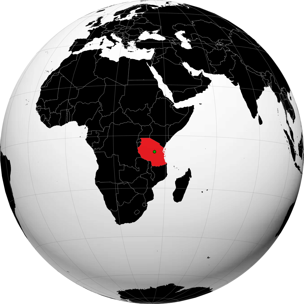 Tanzania on the globe