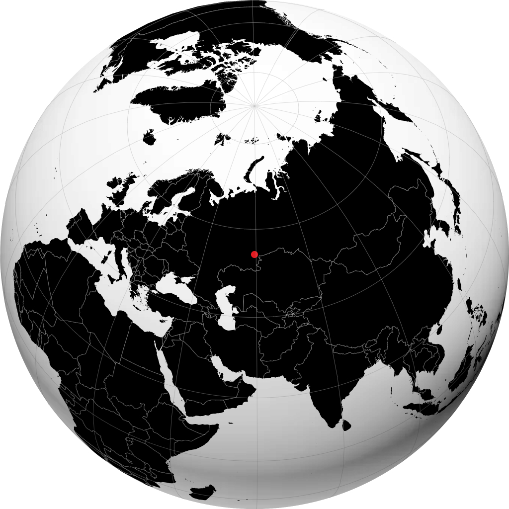 Uchaly on the globe