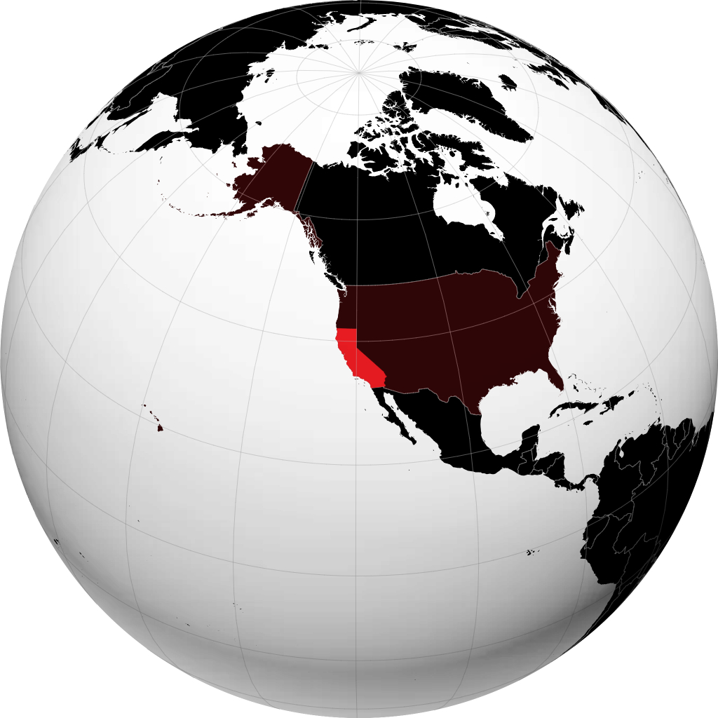 California on the globe