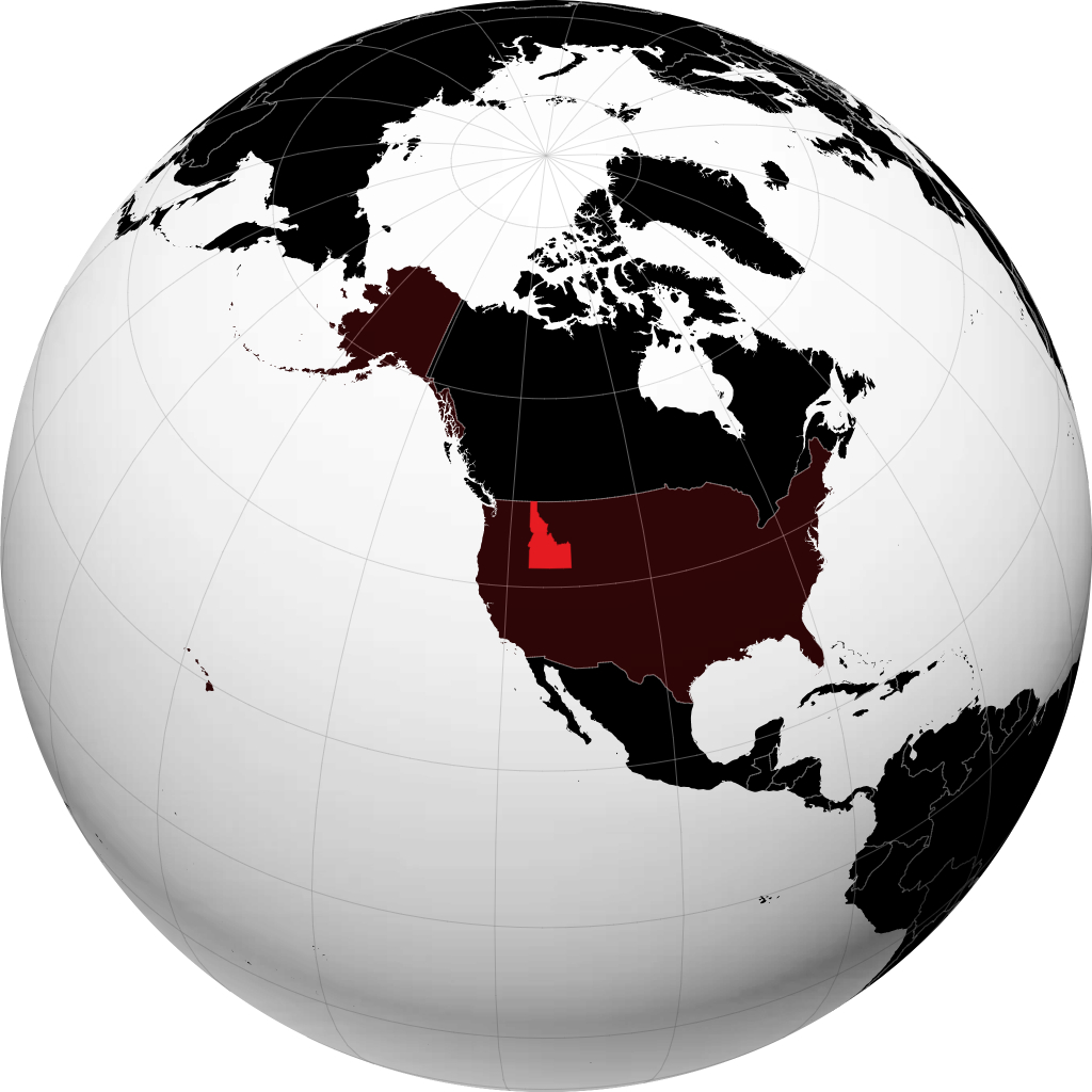 Idaho on the globe