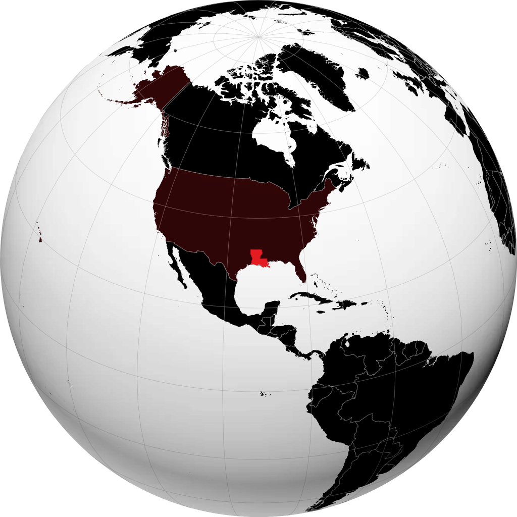 Louisiana on the globe