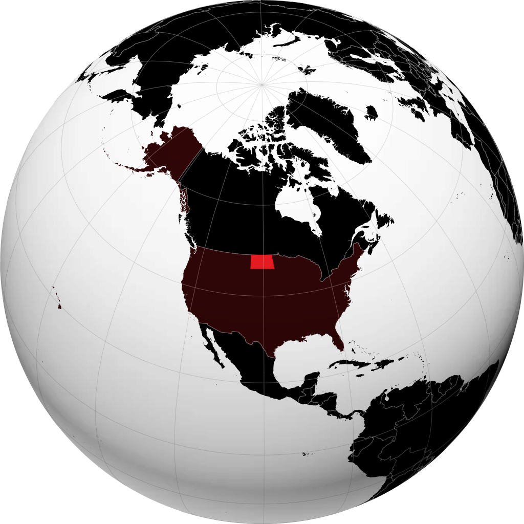 North Dakota on the globe