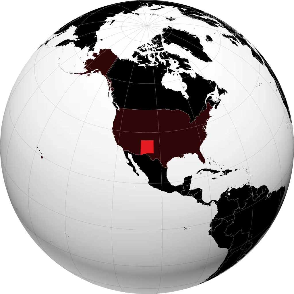 New Mexico on the globe