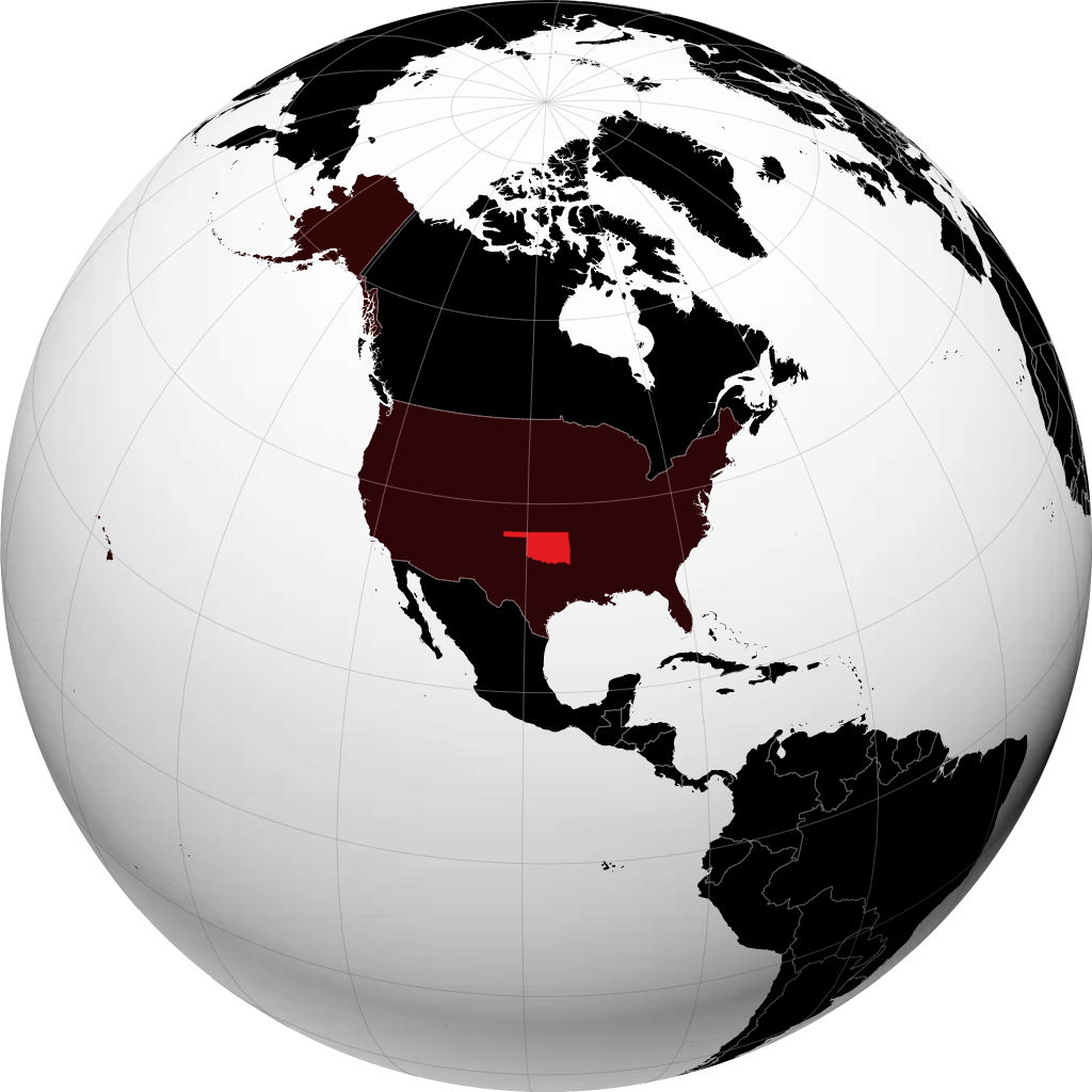 Oklahoma on the globe