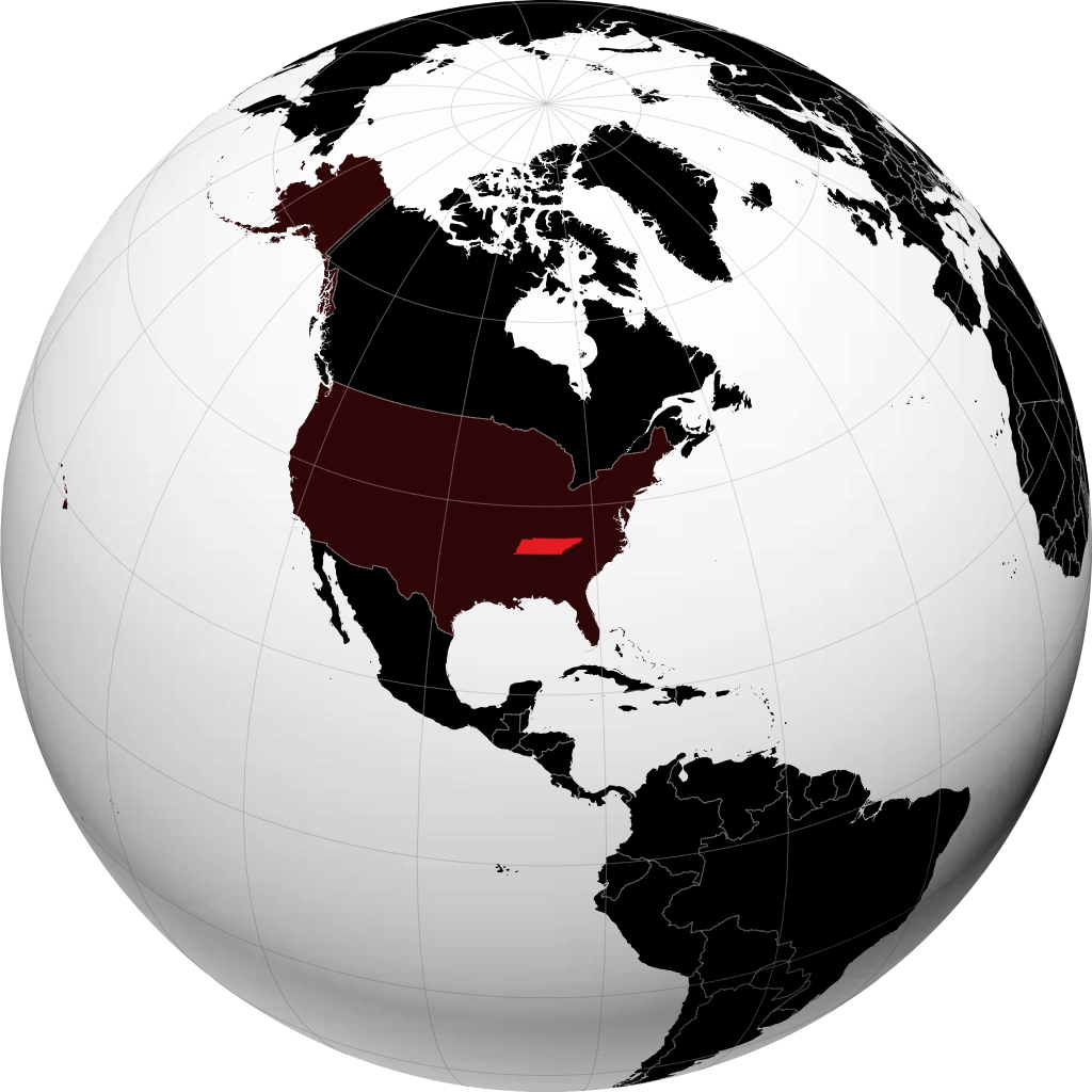 Tennessee on the globe