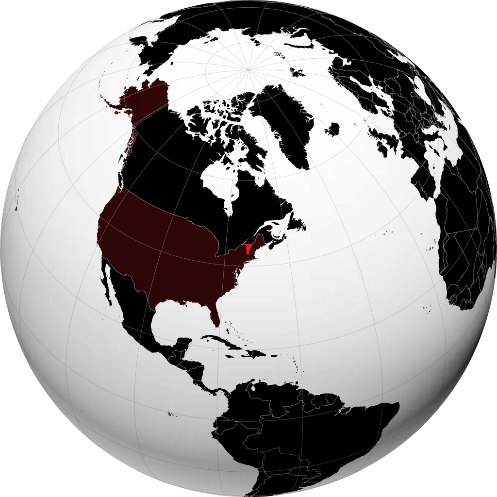 Vermont on the globe