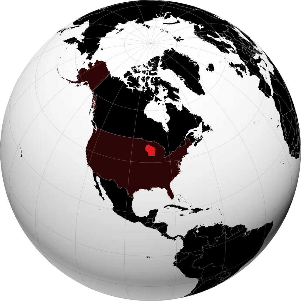 Wisconsin on the globe