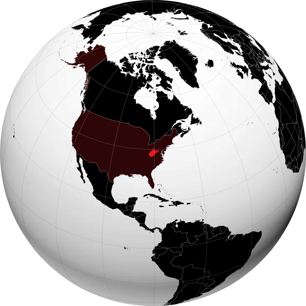 West Virginia on the globe