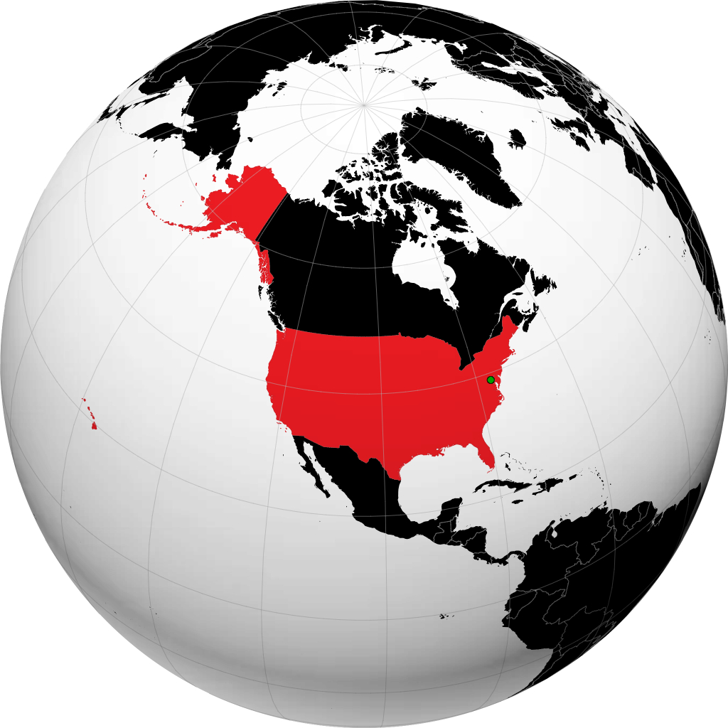 United States on the globe