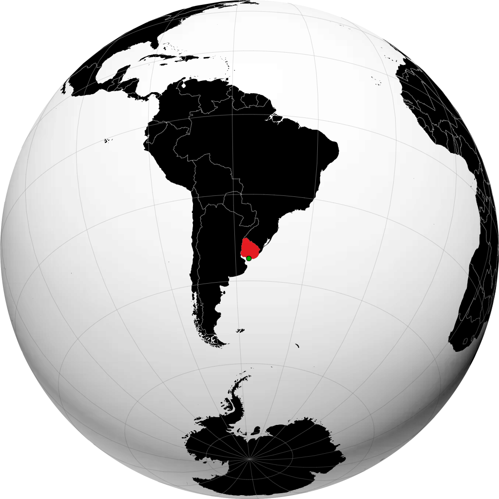 Uruguay on the globe