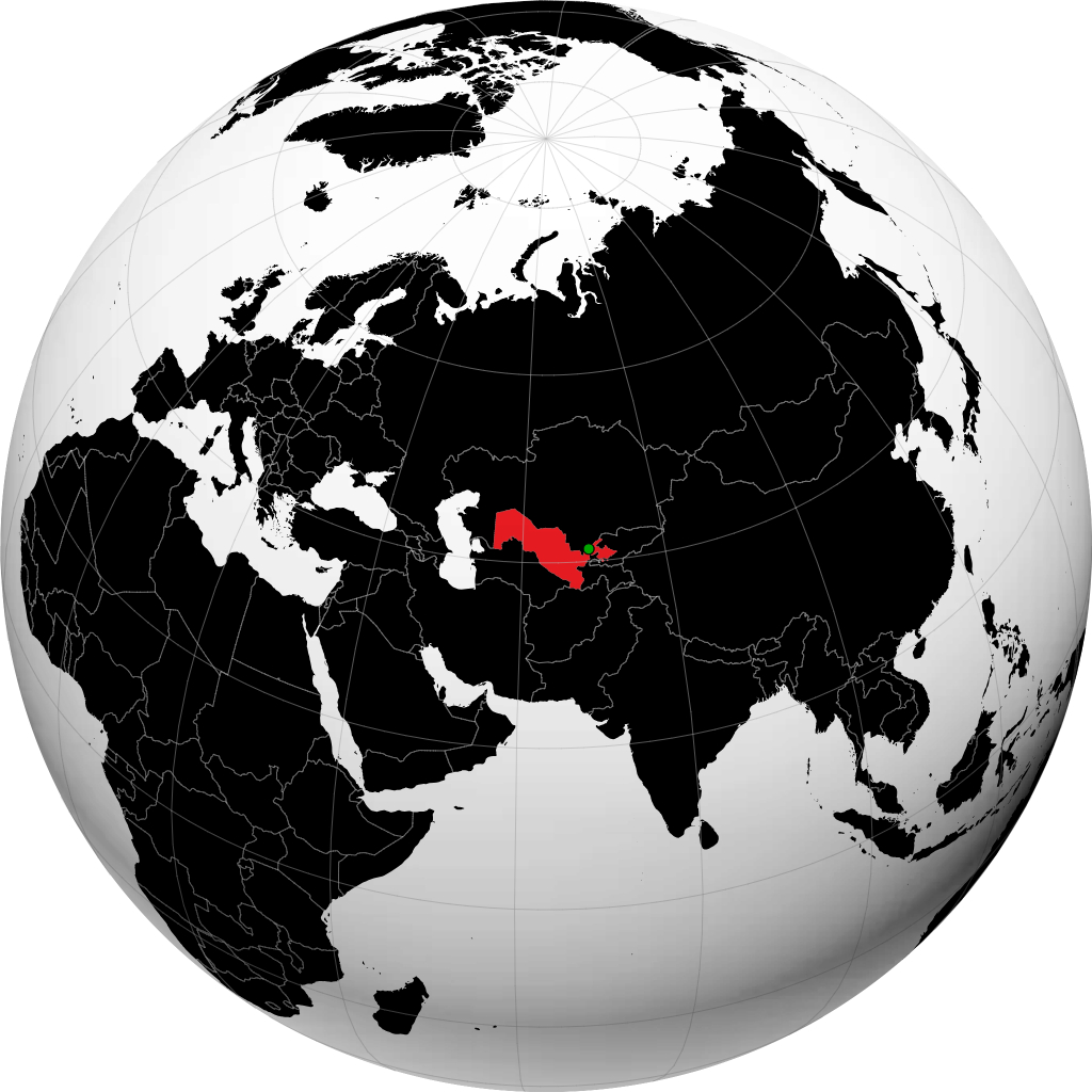 Uzbekistan on the globe