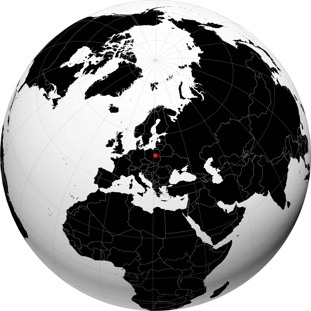 Warsaw on the globe