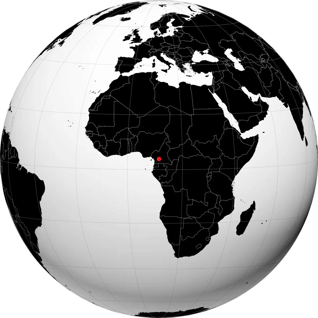 Yaoundé on the globe