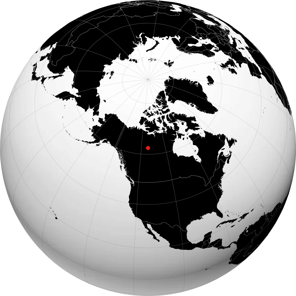 Yellowknife on the globe