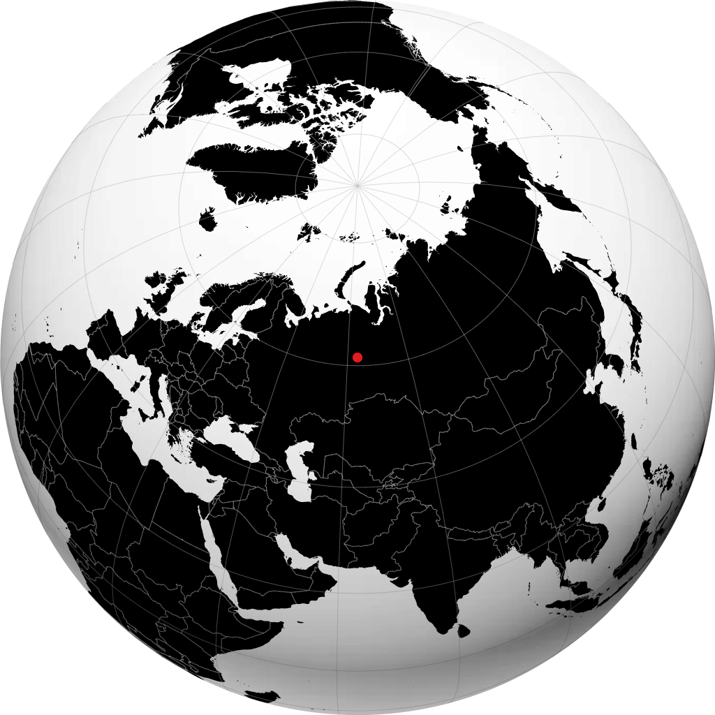 Yugorsk on the globe