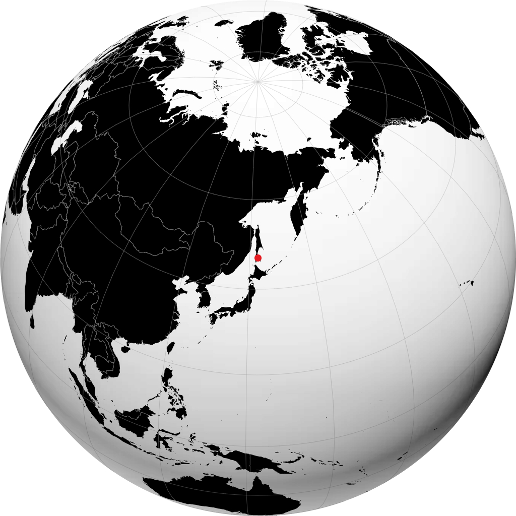 Yuzhno-Sakhalinsk on the globe