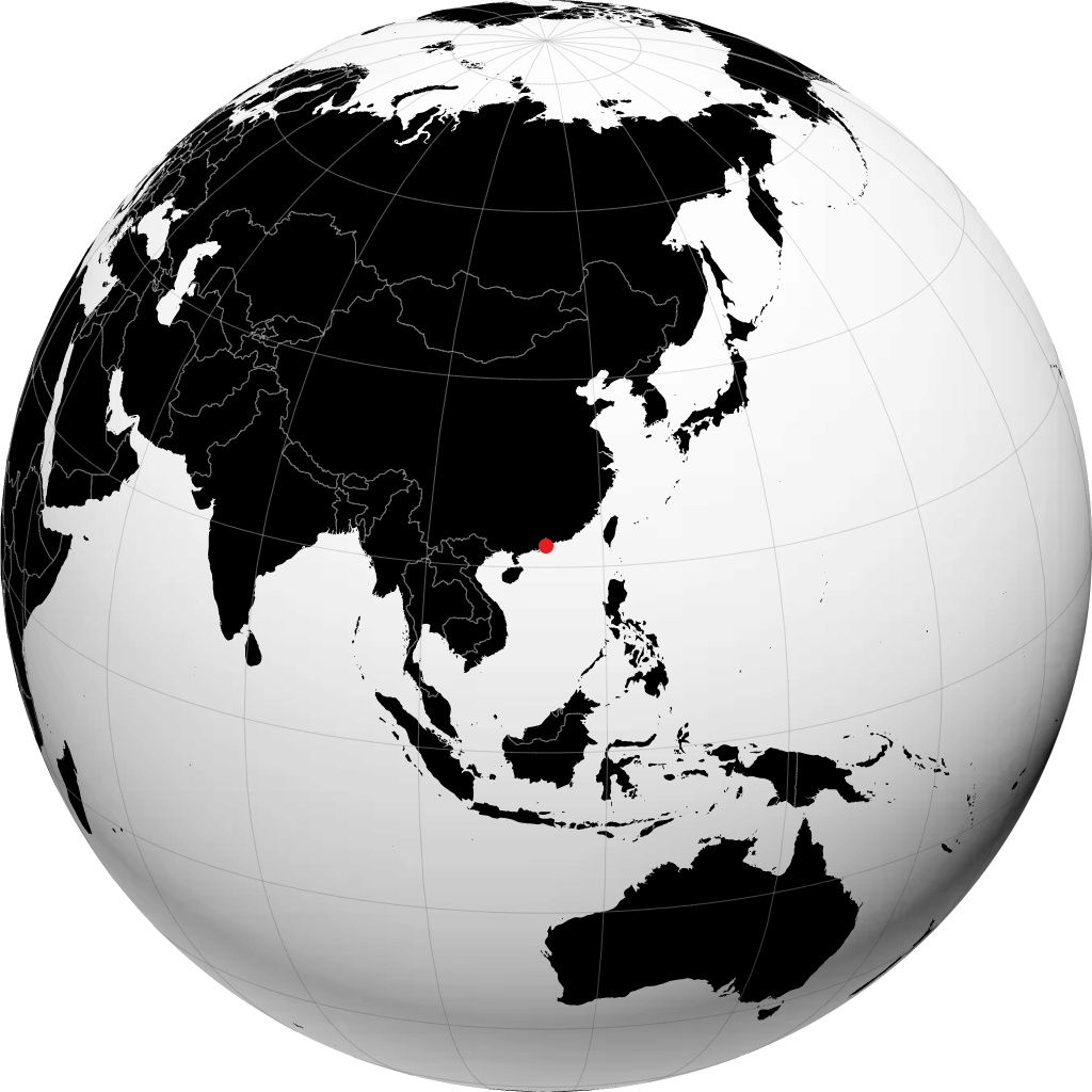 Zhuhai on the globe