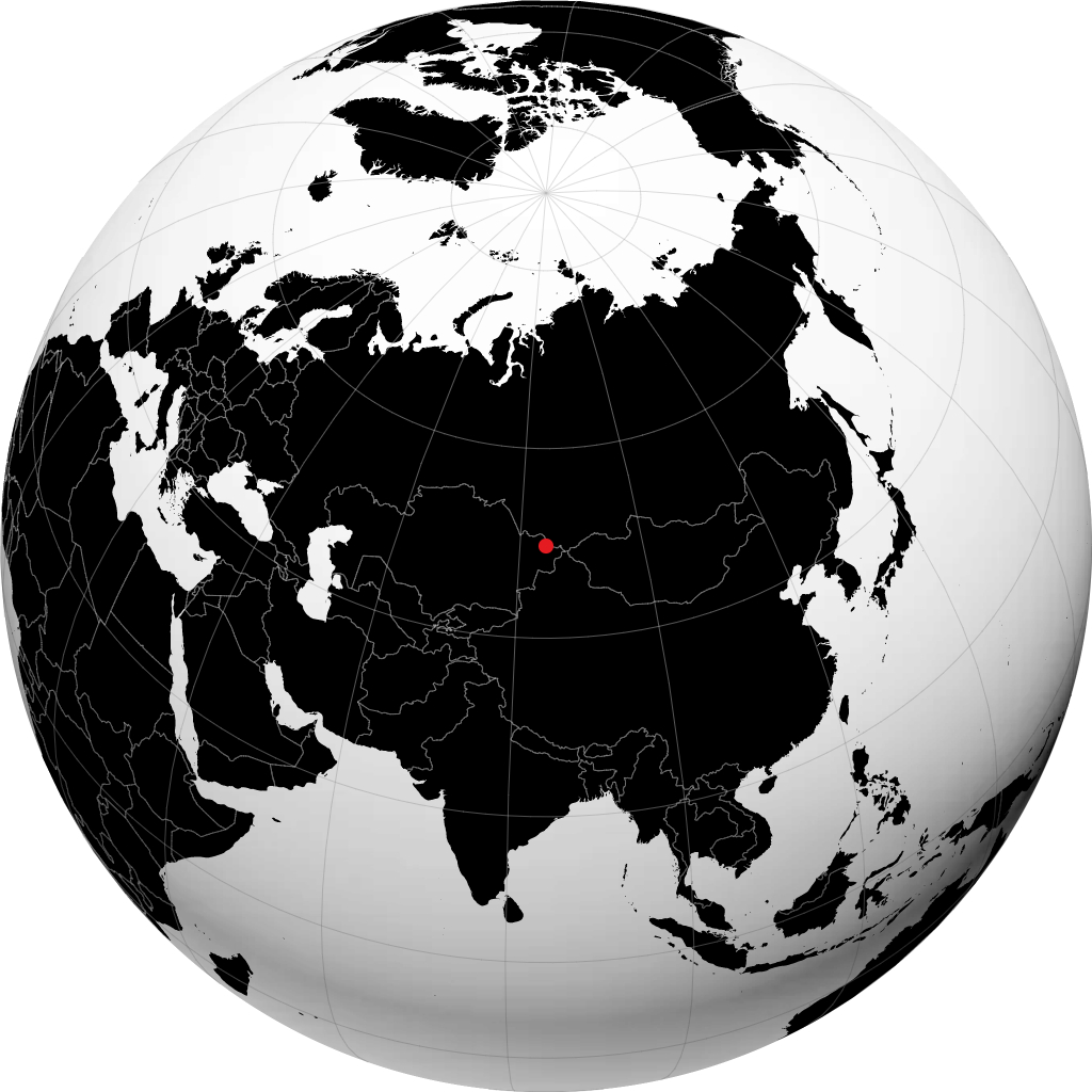 Zyryanovsk on the globe